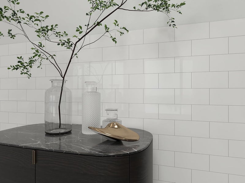 COLAMO Luxury 6"×12" Swatch Peel and Stick Backsplash,Glossy Pure White Backsplash for Kitchen Wall,Self Adhesive Faux Marble Tile, Stick on Accent Wall Brick Tile for Bedroom,RV,Laundry - Image 3